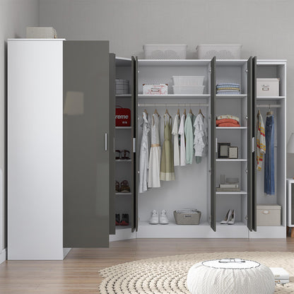 REFLECT Gloss Large 8 Door Corner Mirror Wardrobe Bedroom Furniture Bundle Set