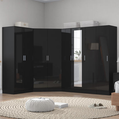 REFLECT Gloss Large 8 Door Corner Mirror Wardrobe Bedroom Furniture Bundle Set