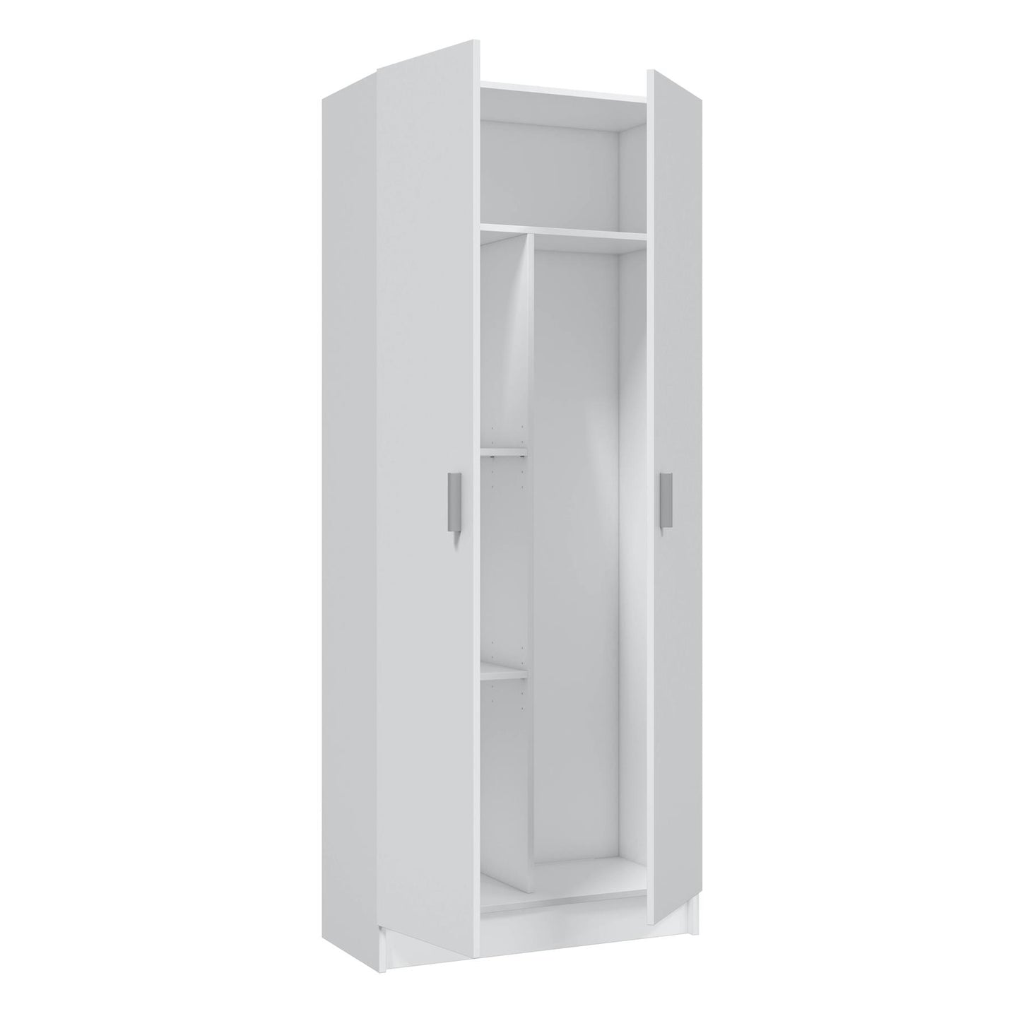BALTIC Tall White Bathroom Storage Cabinet with 2 Doors- Slim Reversible Design