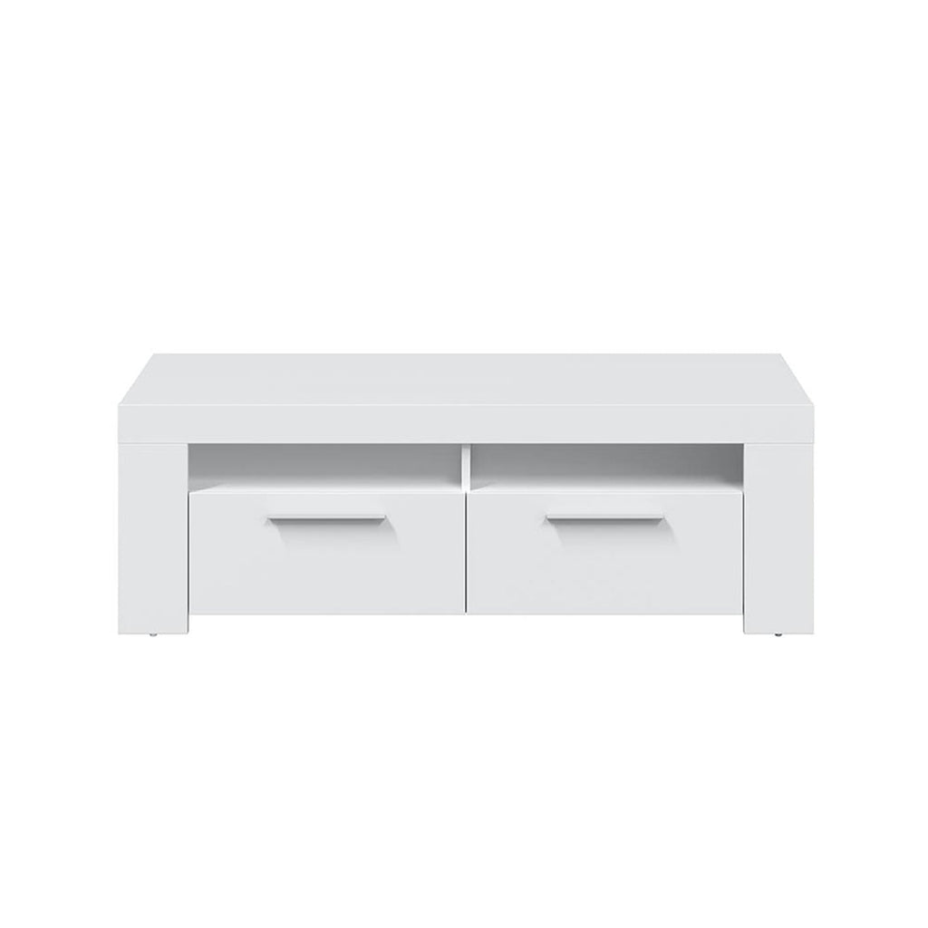 AMBIT White Dual Zone Under TV Unit - Modern Media Entertainment Cabinet - H: 43cm x W: 120cm x D: 42cm
