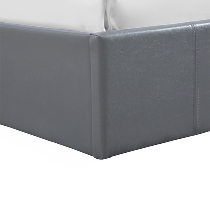 LUNA 3FT Single Grey Ottoman Storage Bed with Gas Lift & 17cm Spring Mattress - Faux Leather
