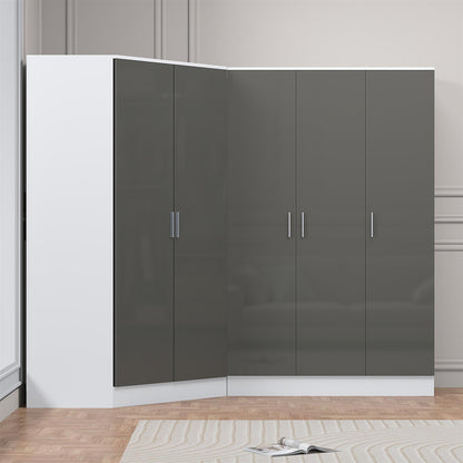 REFLECT Gloss 5 Door Corner Wardrobe Bundle Inc Corner + 3 Door Wardrobe Set