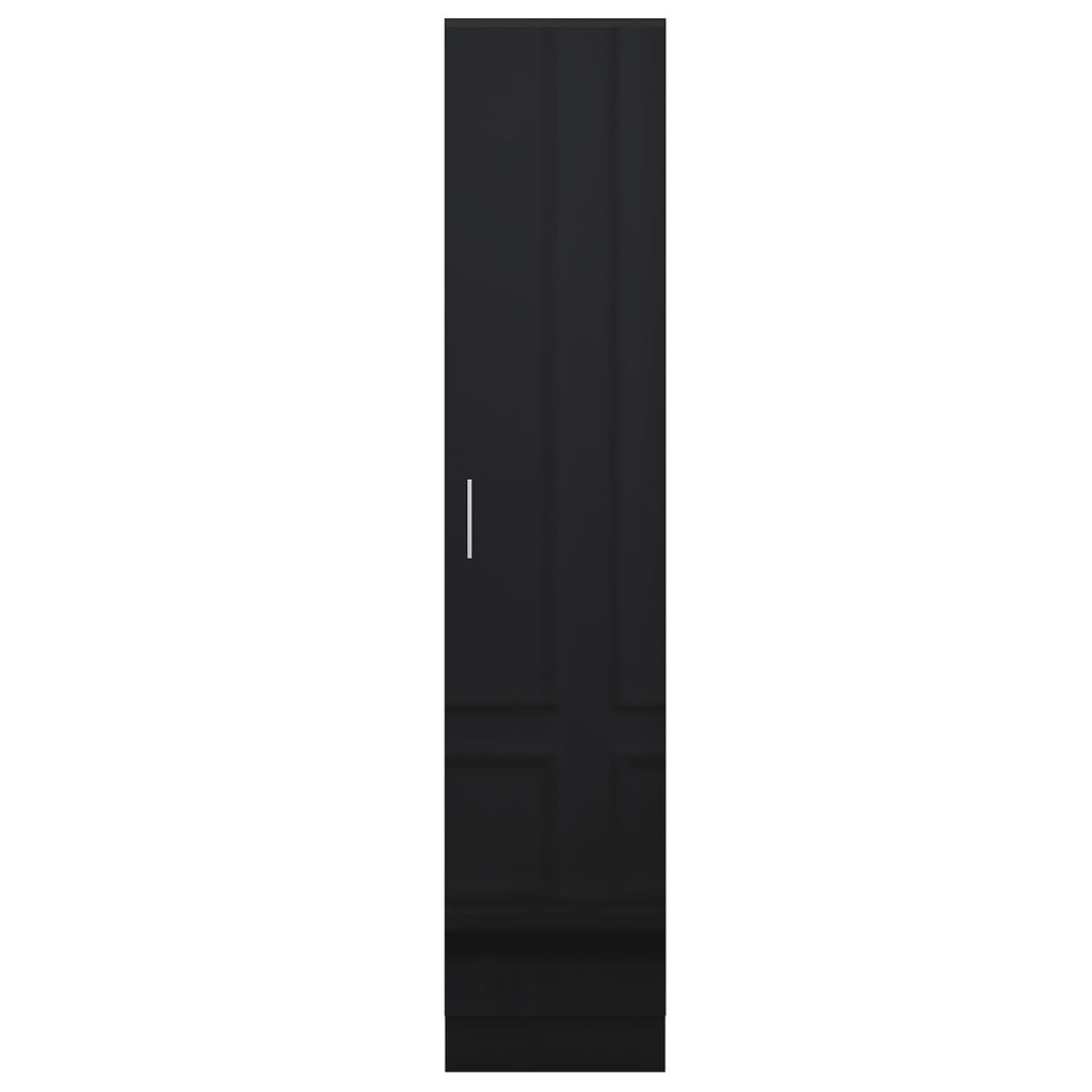 Reflect 1 Door High Gloss Wardrobe - Black, Durable Melamine Finish - Modern Bedroom Storage - Single Door Wardrobe