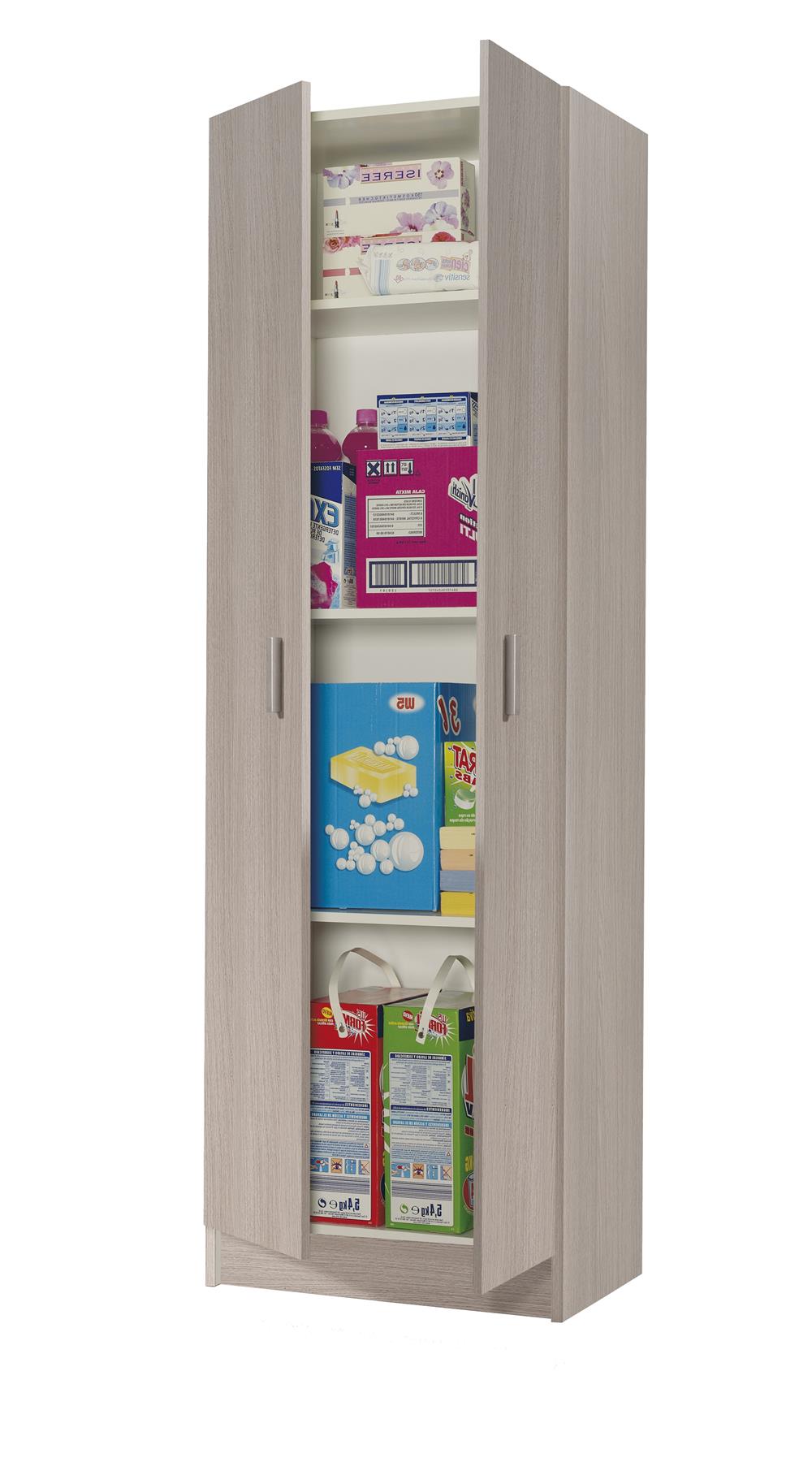 Vita Oak 2 Door 4 Shelf Kitchen Utility Room Cabinet - Modular Cleaning Storage