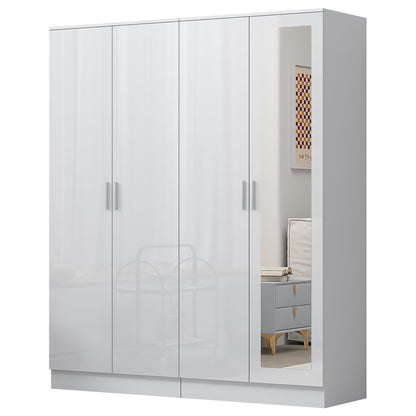 Reflect 2pc Wardrobe Bundle - 2 Door Mirror + 2 Door Plain - White Gloss & Matt White