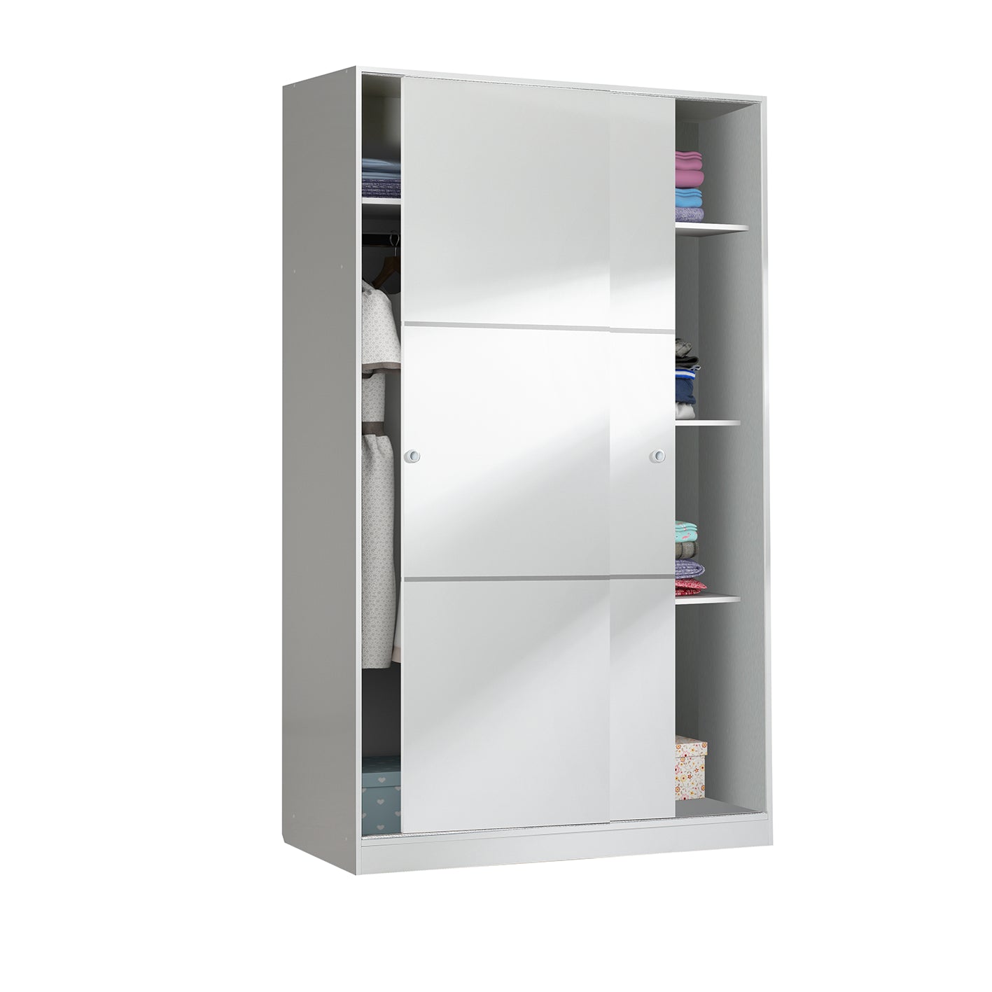 TOP White 2 Door Large Modern Sliding Bedroom Wardrobe