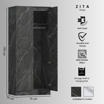 ZITA 3/4pc Bedroom Furniture Sets Wardrobe Chest Bedside - White OR Grey Marble