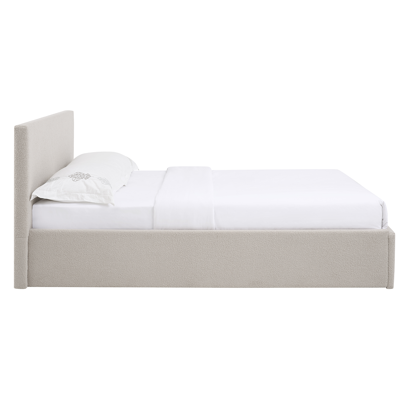 TEDDY Boucle Gas Lift Ottoman Storage Bed in Beige with 4 Size + Mattress Option