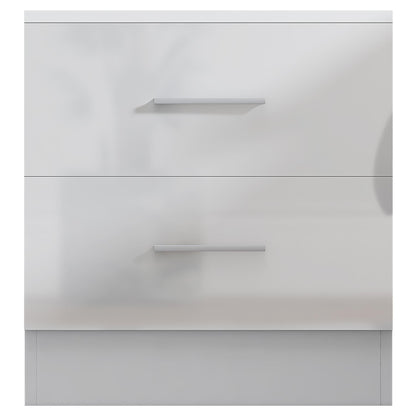 Reflect 2 Drawer Bedside - White Gloss & Matt White - Modern Nightstand for Bedroom Storage