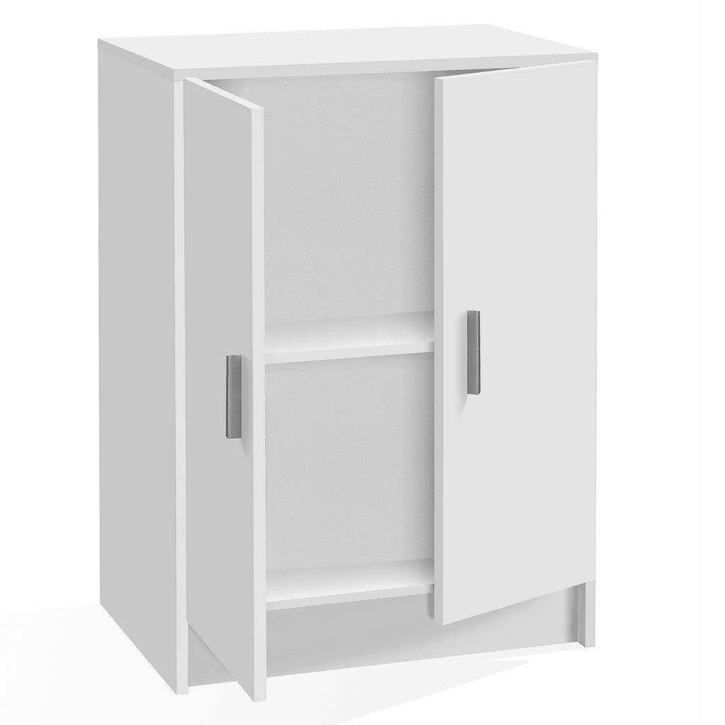 VITA 2 Door White Utility Storage Cabinet- Freestanding Cupboard for Home Organisation