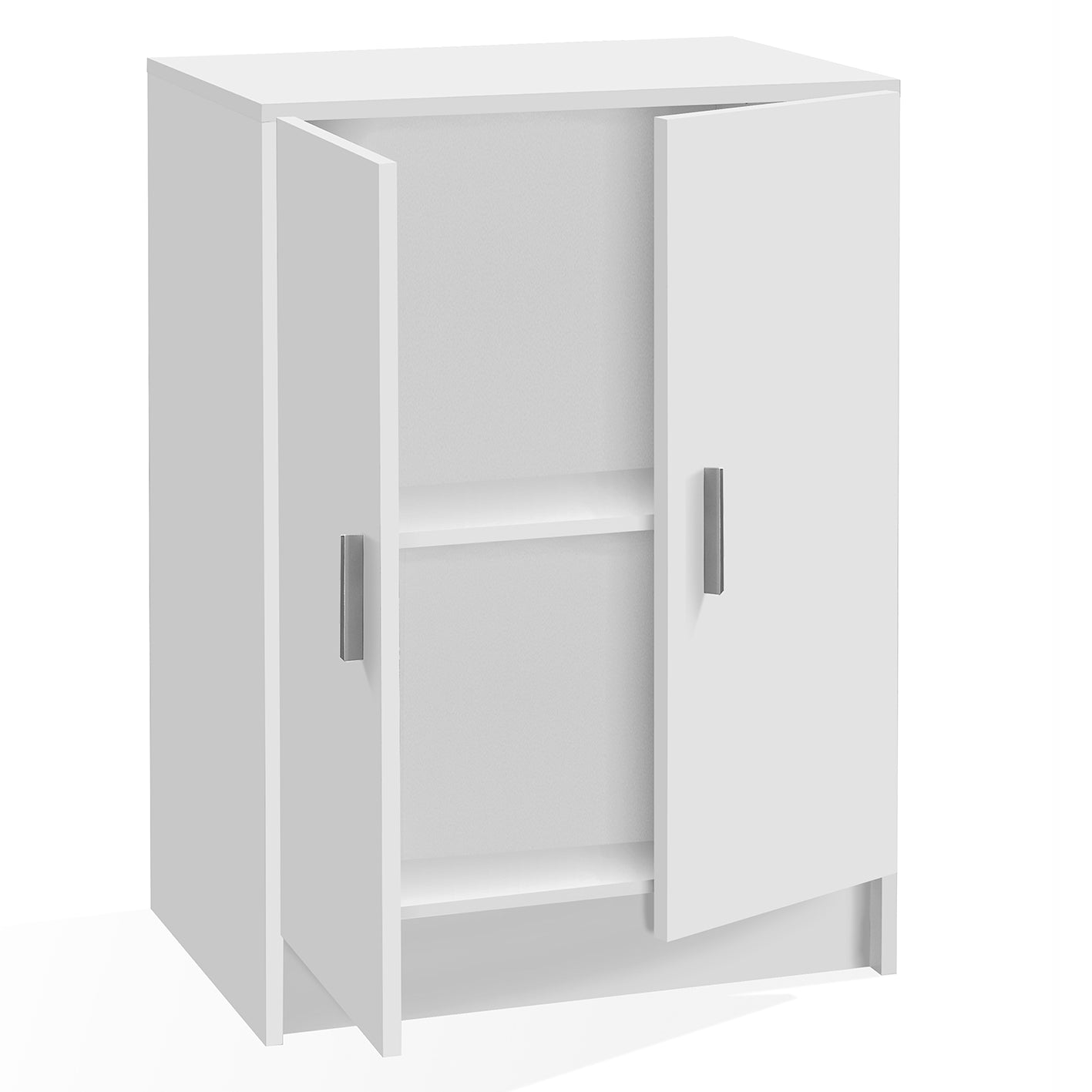 VITA 2 Door White Utility Storage Cabinet- Freestanding Cupboard for Home Organisation