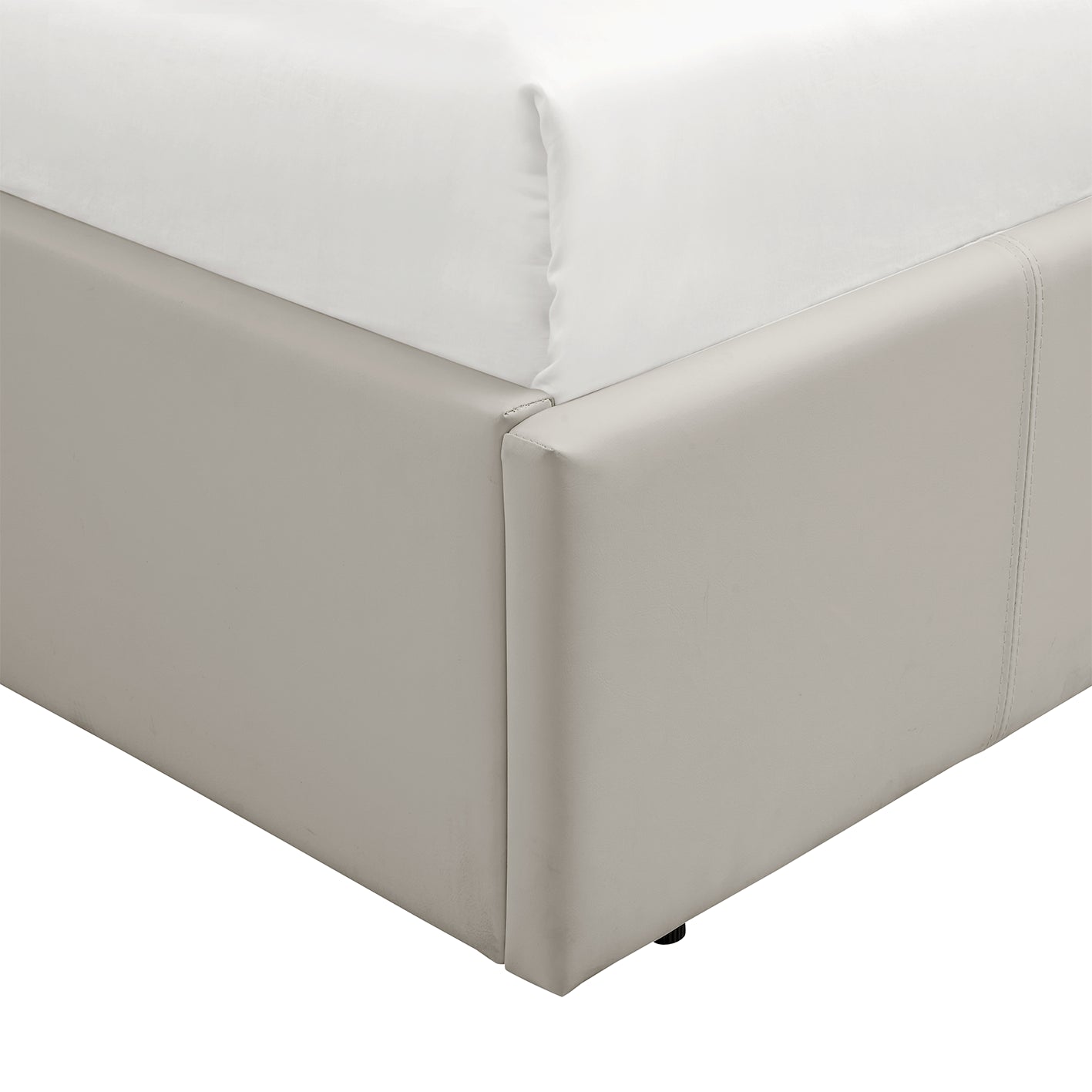 LUNA 4FT6 Double Cream Beige Ottoman Storage Bed with Gas Lift, Faux Leather Fabric