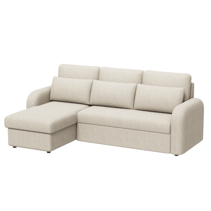 FLYN 3 Seater L Shape Boucle Pull Out Sofabed - 3 Colour Options