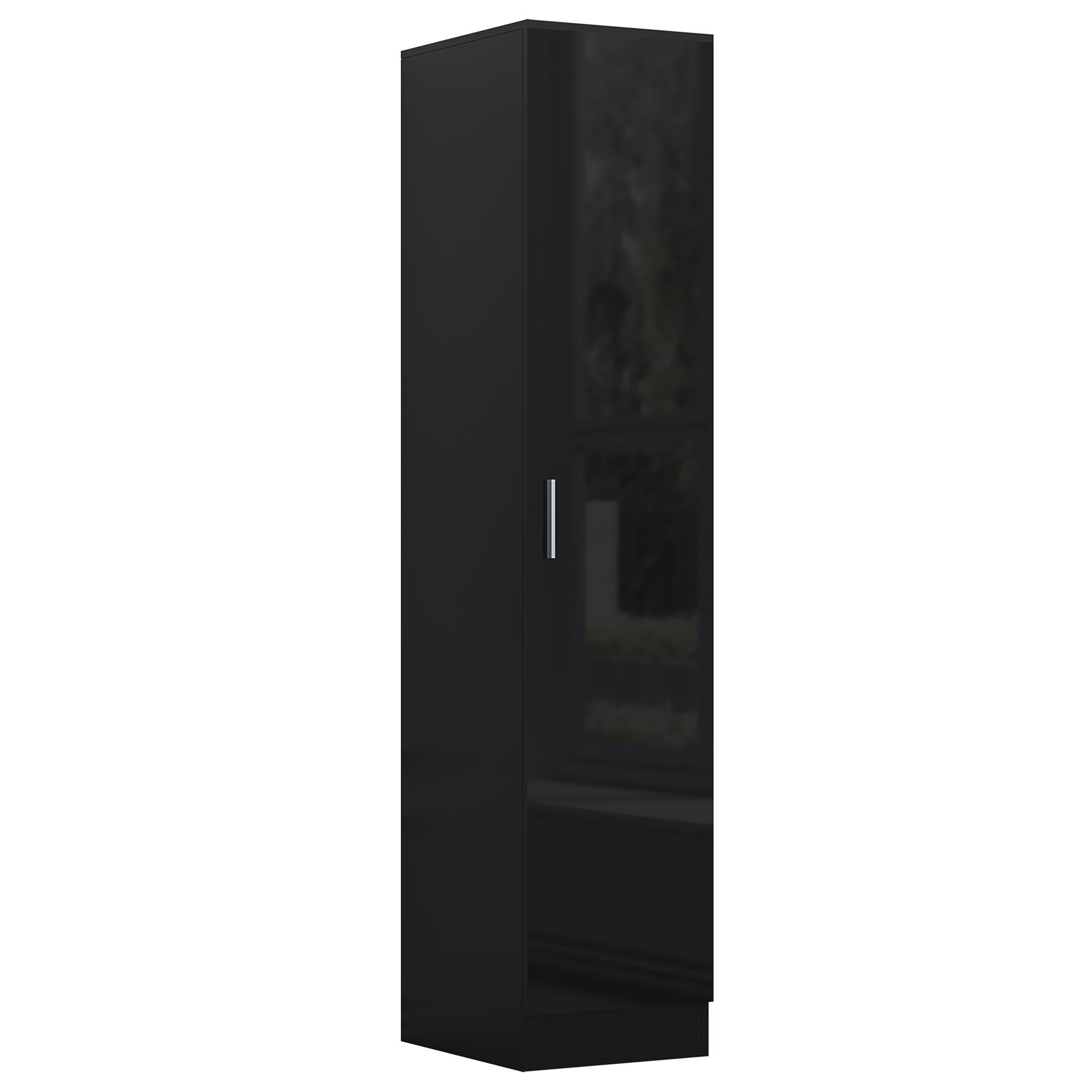 REFLECT High Gloss Bedroom Furniture Wardrobe Chest Bedside Desk Option in Black
