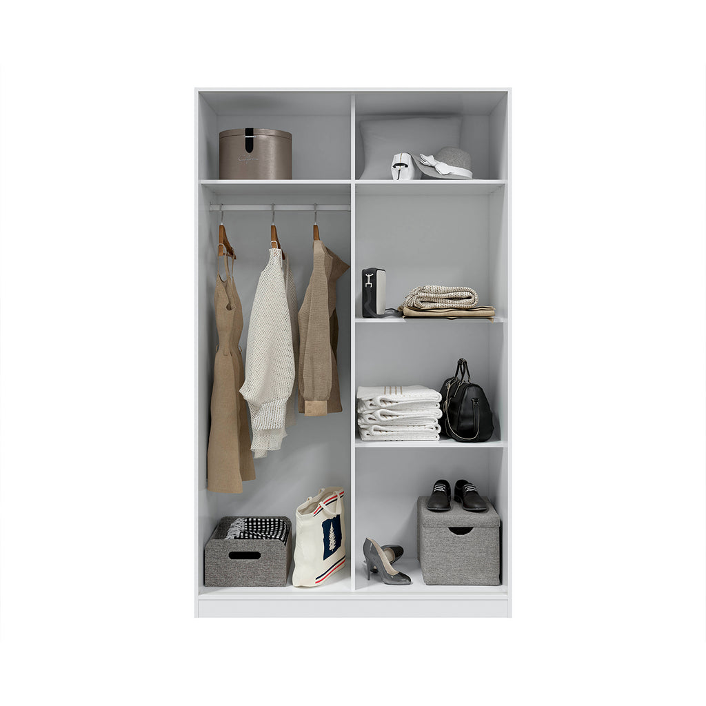 TOP 2 Door Large Modern Sliding Bedroom Wardrobe - White & Light Oak Finish