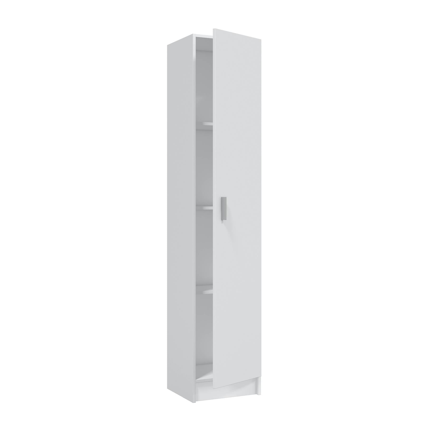 VITA White Utility Storage Cupboard - 1 Door Cabinet with 3 Shelves - Modular Storage for Kitchen or Utility Room