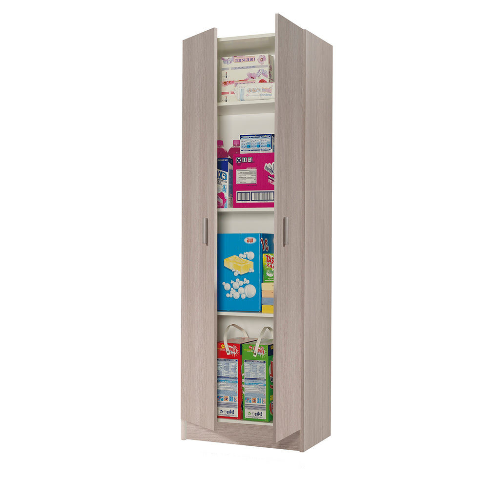 Vita Oak 2 Door 4 Shelf Kitchen Utility Room Cabinet - Modular Cleaning Storage