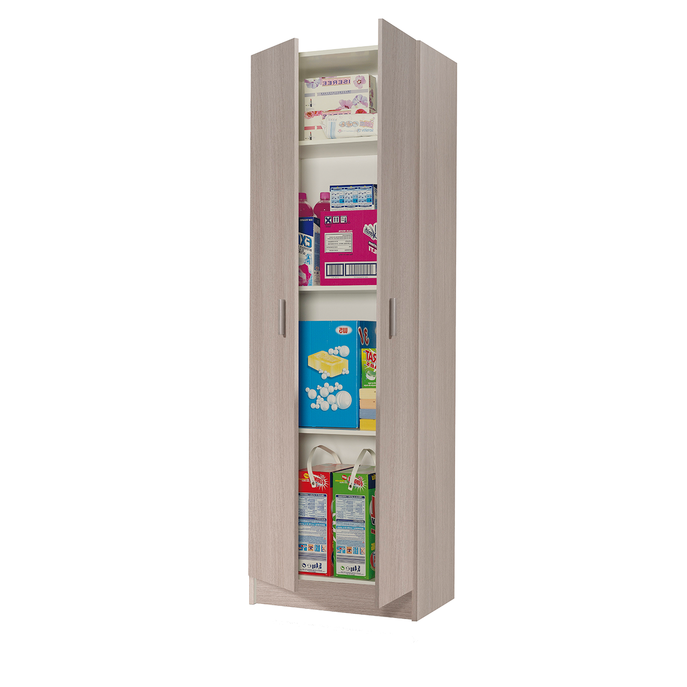 Vita Oak 2 Door 4 Shelf Kitchen Utility Room Cabinet - Modular Cleaning Storage
