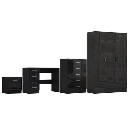 REFLECT Gloss 4pc Bedroom Set - 3 Door Wardrobe + Tall Chest + Bedside + Desk