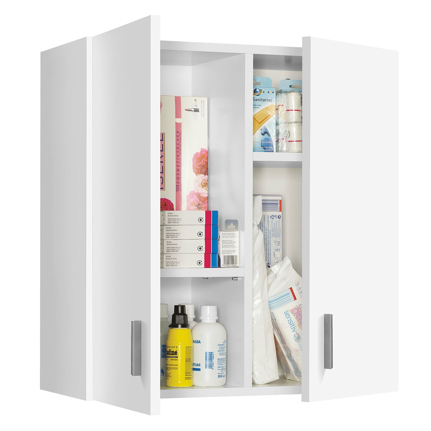 VITA Multi-Use White Cupboard Set- Freestanding & Wall Hung Storage Units for Home Organisation