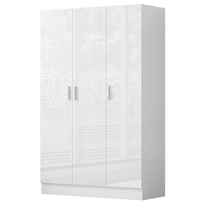 REFLECT - 1 Door Corner + 3 Door Plain Wardrobe in Gloss White / Matt White