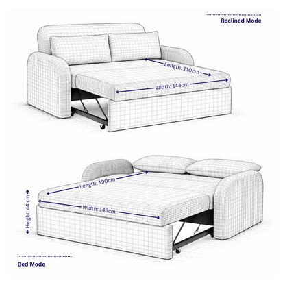 NOMA 2 Seater Boucle Pull Out Sofabed with Storage - 3 Colour Options