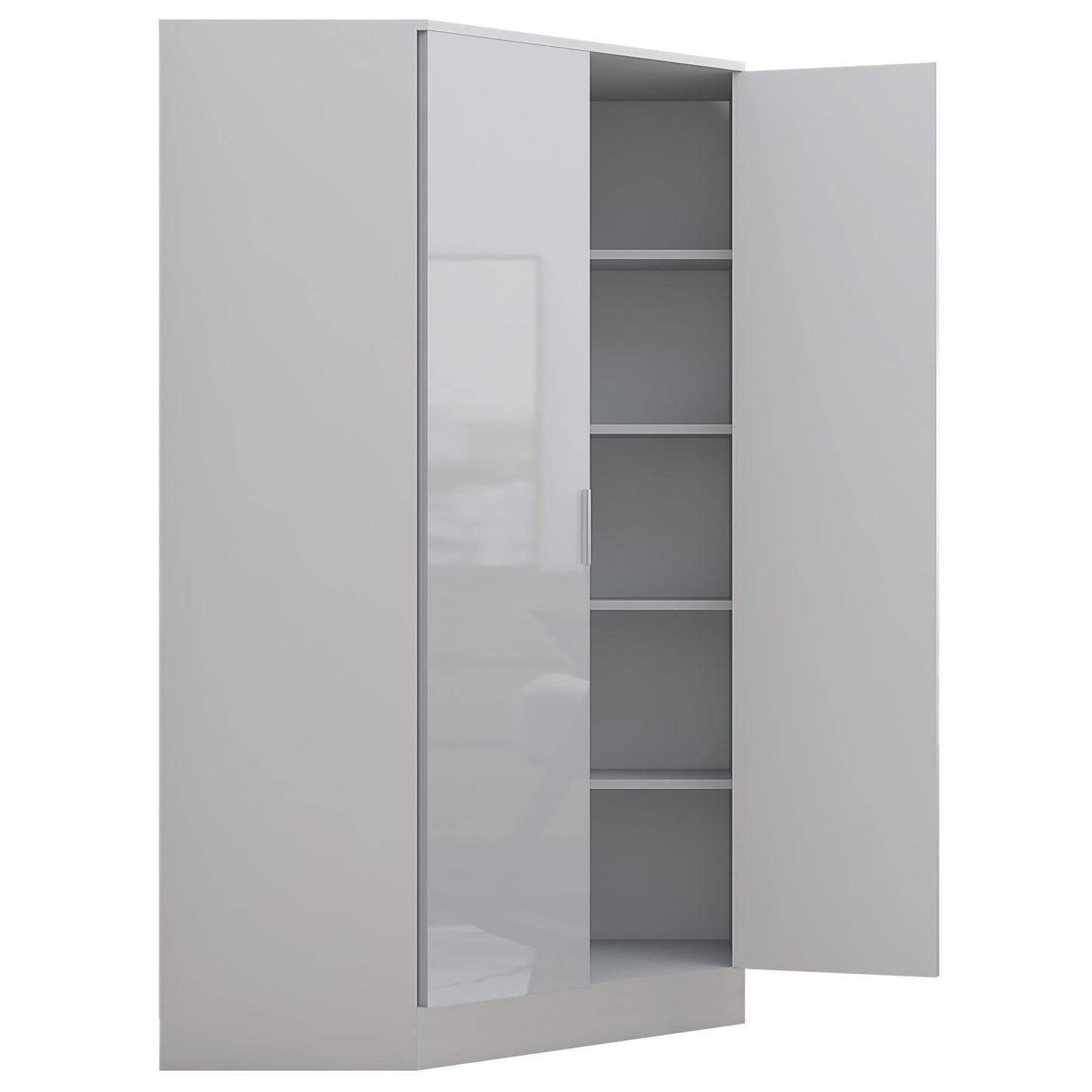 REFLECT Gloss 5 Door Wardrobe Bundle - 2 Door Corner + 3 Door Mirror Bedroom Set