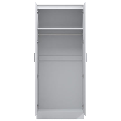 Reflect 2 Door Mirrored Wardrobe - White Gloss & Matt White - Hanging Rails & Shelves - Modern Sleek Design