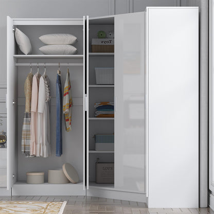 REFLECT Gloss 5 Door Wardrobe Bundle - Corner + 2 Door Mirror + 1 Door Wardrobe