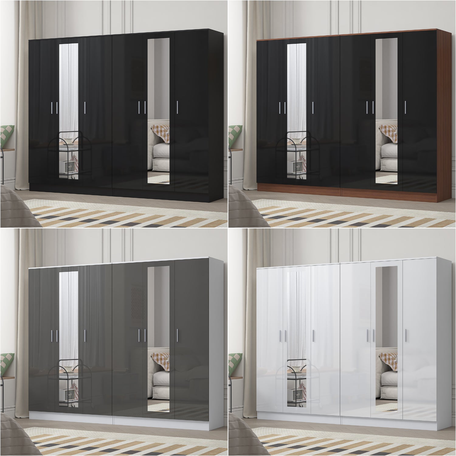 REFLECT 2pc Wardrobe Bundle - 3 Door Mirror + 3 Door Mirror - 4 Colour Options