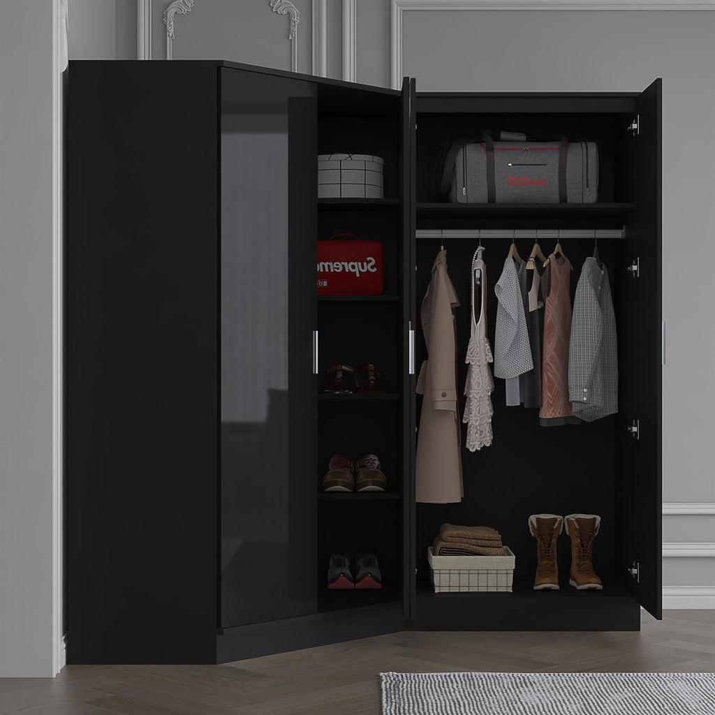 REFLECT Gloss 4 Door Wardrobe Bundle Inc 2 Door Corner + 2 Door Bedroom Set
