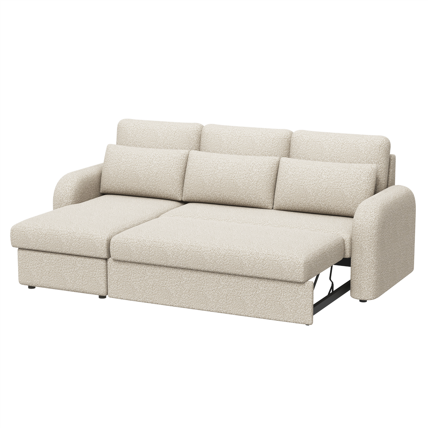FLYN - 3 Seater L Shape Corner Sofabed in Teddy Boucle BEIGE