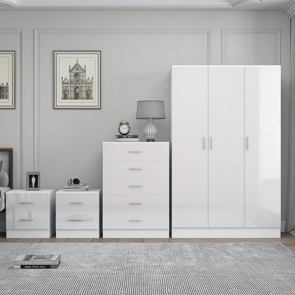 REFLECT Gloss 4pc Bedroom Set - 3 Door Wardrobe + 5 Draw Chest + 2 Bedsides