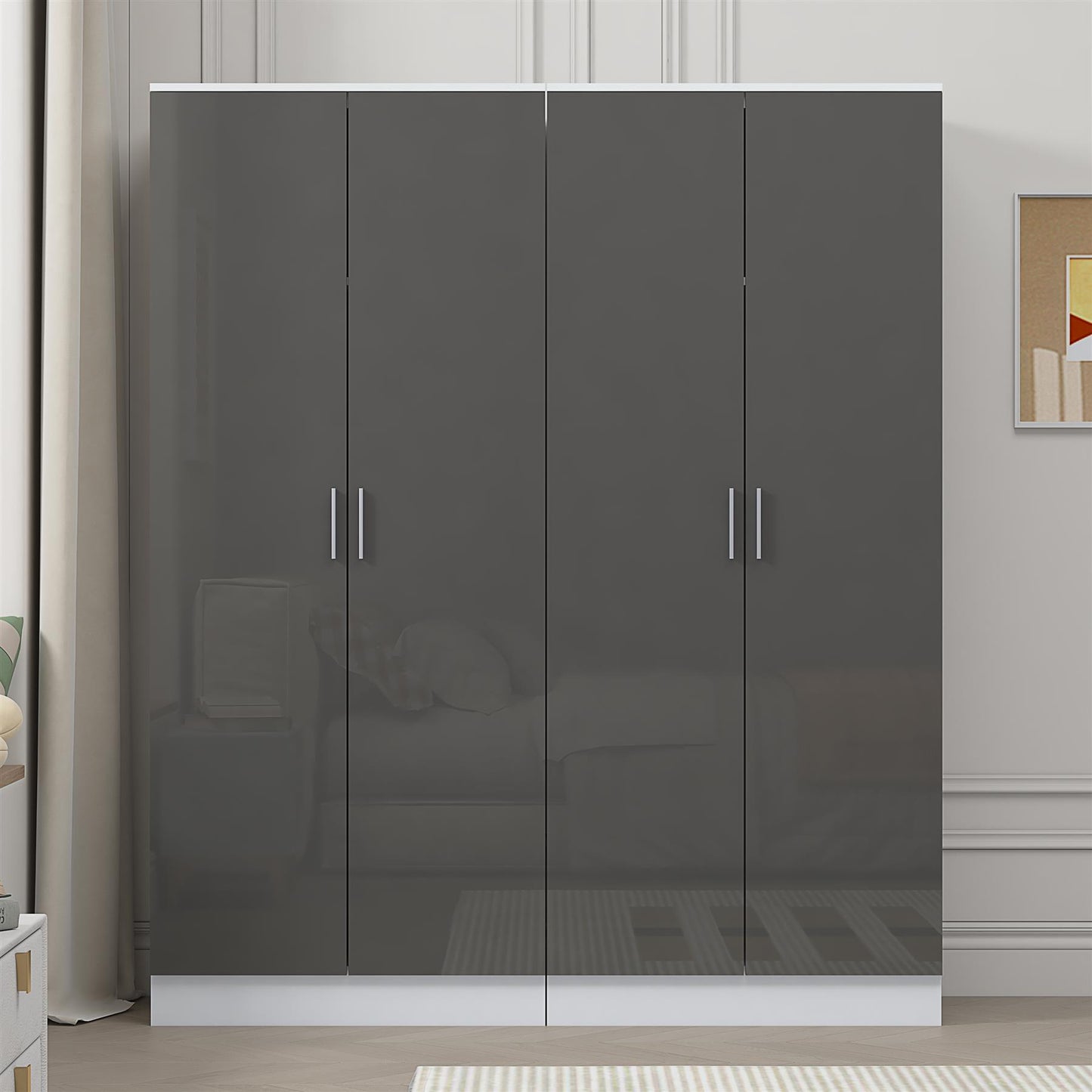 REFLECT Gloss 2pc Wardrobe Bundle - 2x 2 Door Plain Wardrobes - 4 Colour Options
