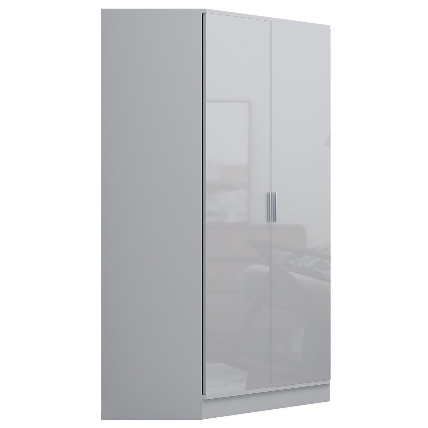 REFLECT Gloss Bedroom Furniture 2 Door Corner Wardrobe - 4 Colour Options