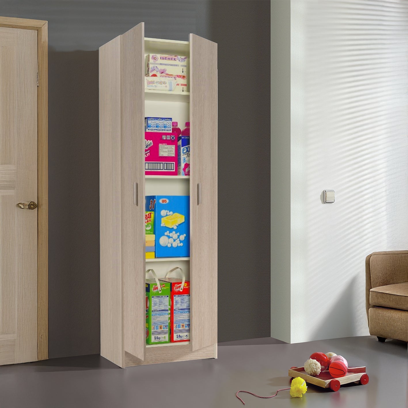 VITA Utility Laundry Cupboard / Cabinet Storage Units in White OR Oak Options