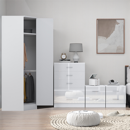 REFLECT 1dr Corner Bedroom Furniture Bundles Chest, Bedsides, Desks - 4 Colours