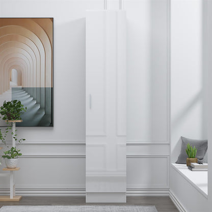 Reflect 1 Door High Gloss Wardrobe - White, Durable Melamine Finish - Modern Bedroom Storage - Single Door Wardrobe