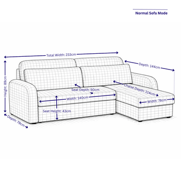 FLYN 3 Seater L Shape Boucle Pull Out Sofabed - 3 Colour Options