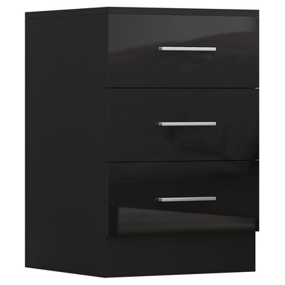 Reflect 3pc Wardrobe Bundle - 2 Door Corner + 2x 3 Drawer Bedsides - Black Gloss & Black Oak