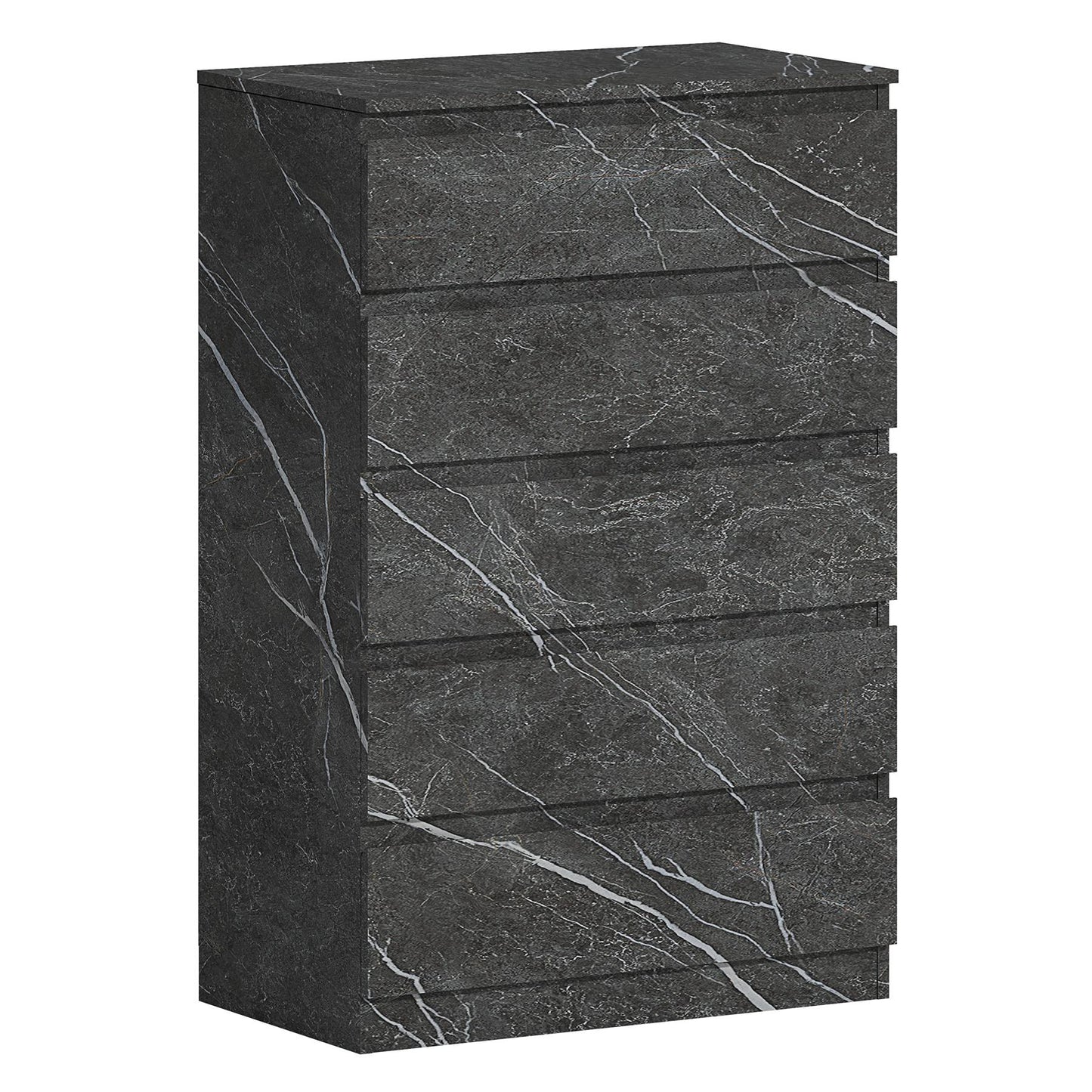 ZITA Bedroom Furniture Tall 5 Drawer Chest in White OR Grey Marble Colour Option