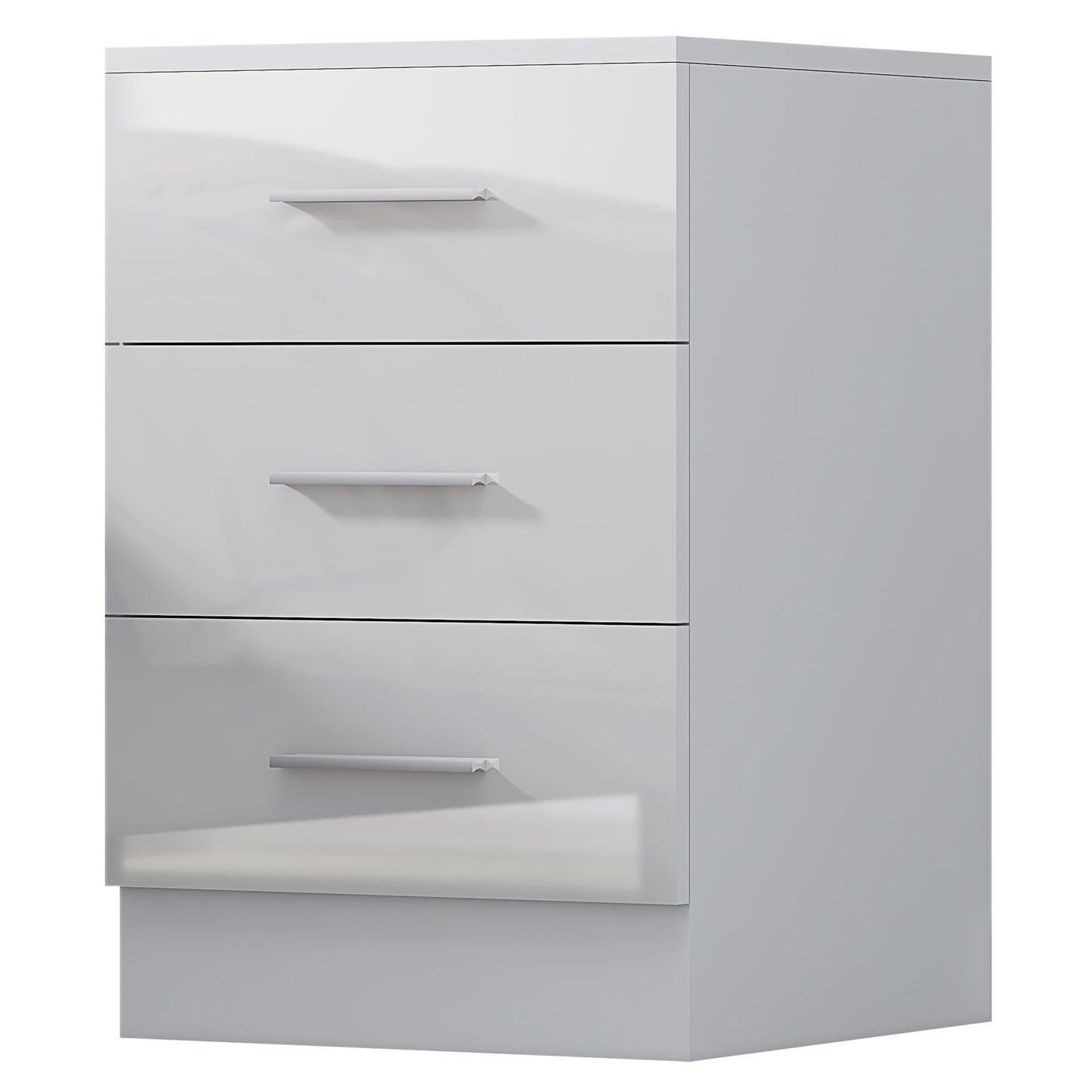 Reflect 3 Drawer Bedside - White Gloss & Matt White - Modern Nightstand for Bedroom Storage