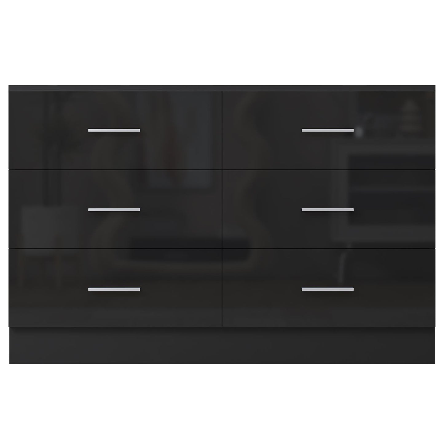 REFLECT Gloss Bedroom Furniture Wide 6 Drawer Chest of Drawers - 4 Colour Option
