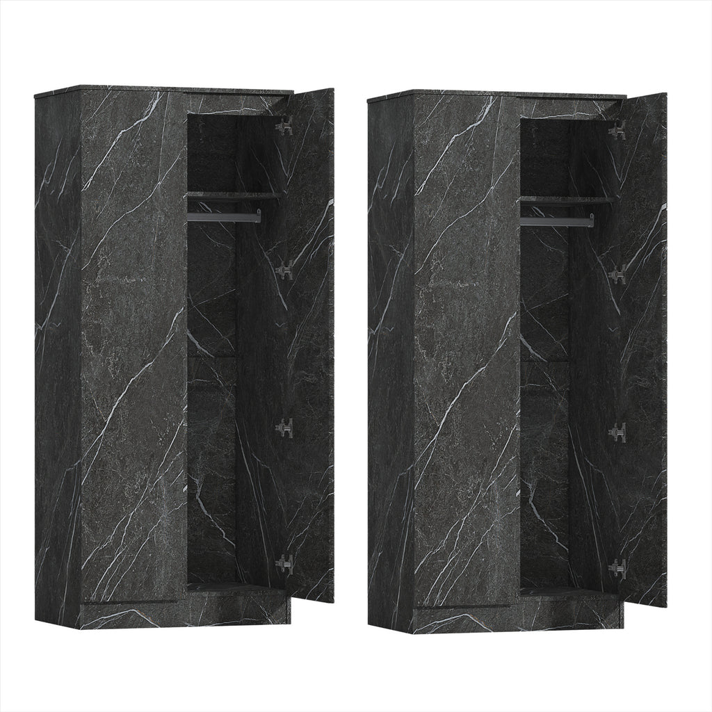 ZITA Grey Marble Effect 2 Piece Wardrobe Bundle - 2 x 2-Door Wardrobes