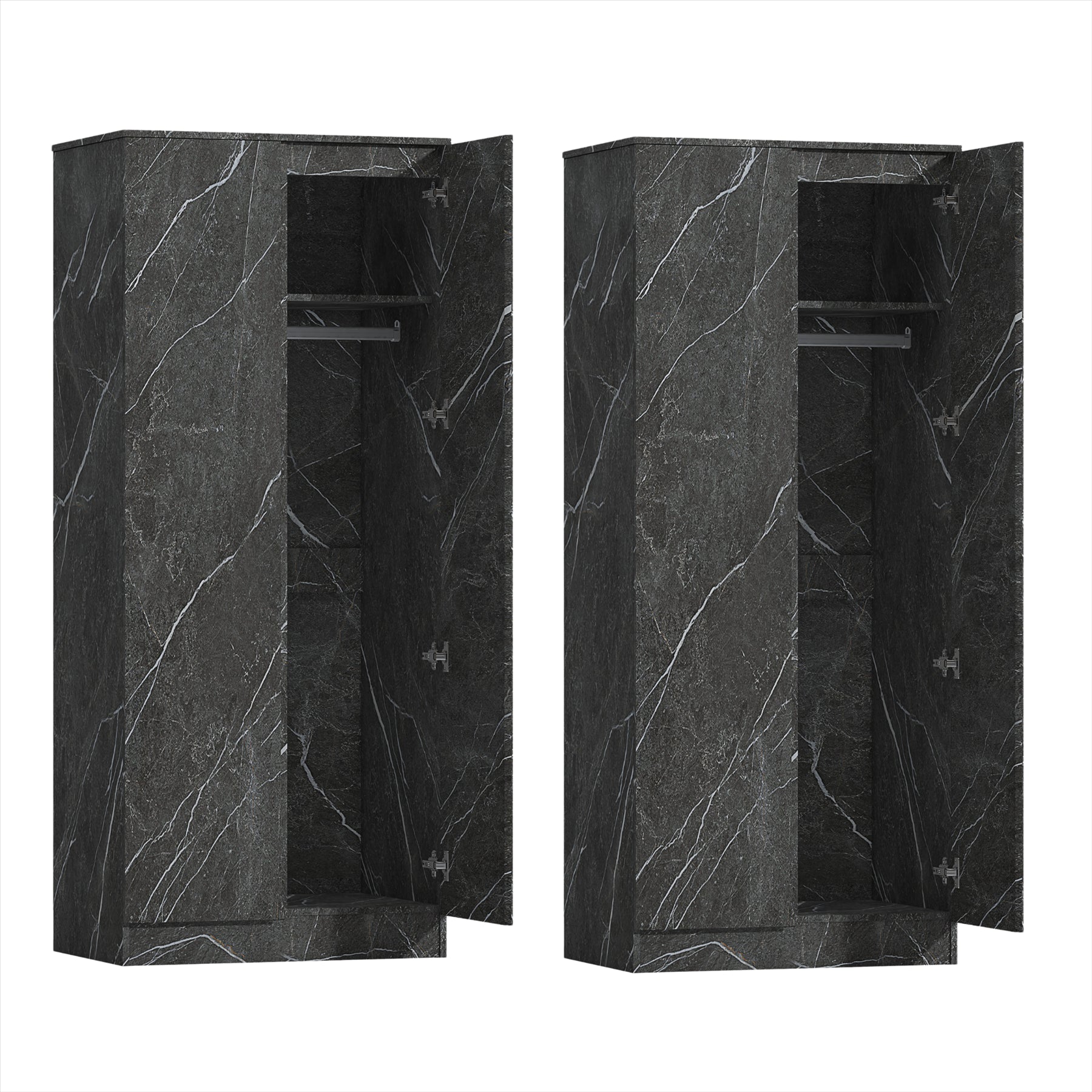 ZITA Grey Marble Effect 2 Piece Wardrobe Bundle - 2 x 2-Door Wardrobes