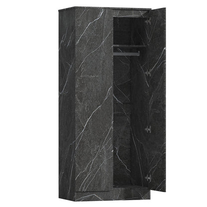ZITA Grey Marble Effect 2 Door Plain Wardrobe - Bedroom Storage, Stylish and Spacious