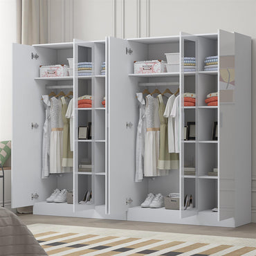 Reflect 2pc Wardrobe Bundle - 3 Door Mirror + 3 Door Mirror - White Gloss & Matt White
