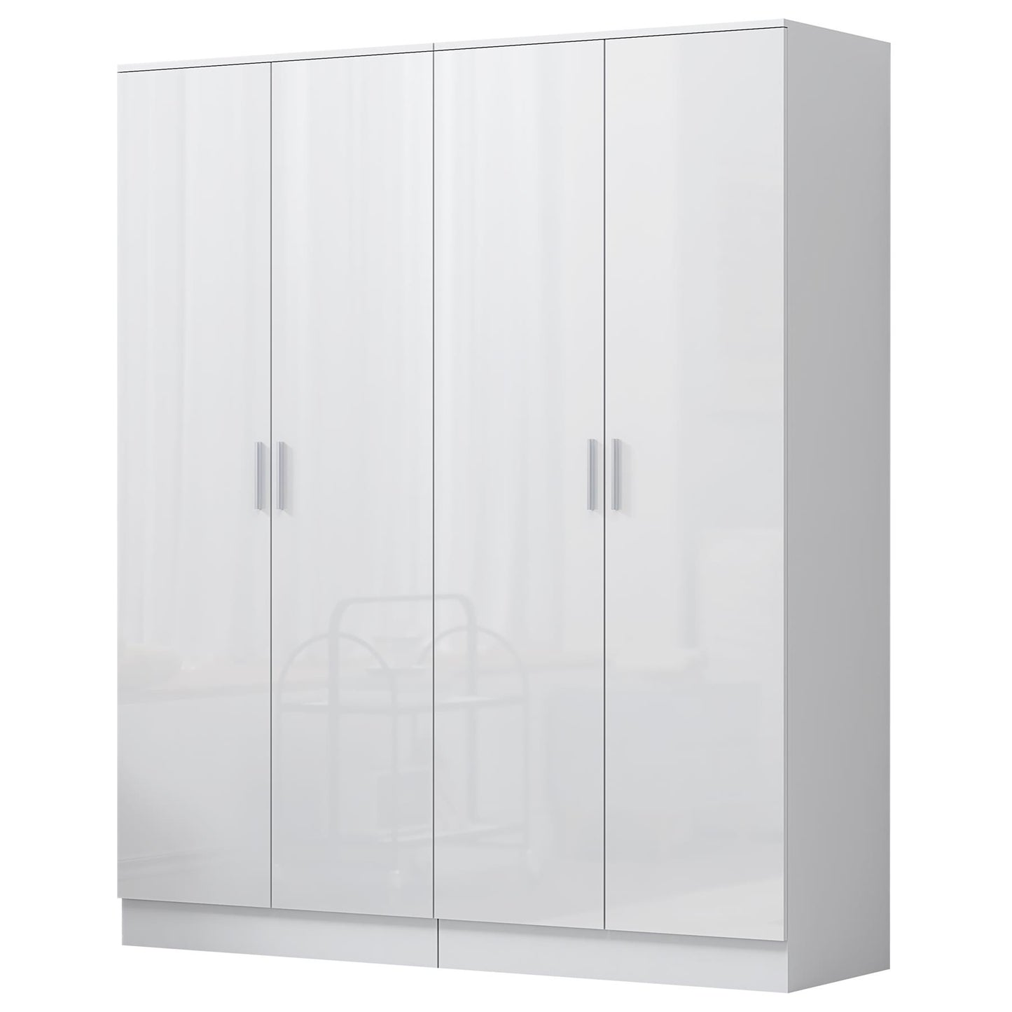 Reflect 2x 2 Door Plain Wardrobe Bundle - White Gloss & Matt White - Hanging Rails & Shelves - Modern Sleek Design