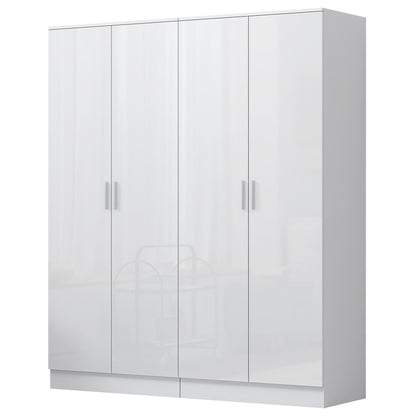 Reflect 2x 2 Door Plain Wardrobe Bundle - White Gloss & Matt White - Hanging Rails & Shelves - Modern Sleek Design