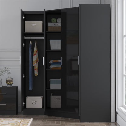 REFLECT Gloss 4 Door Corner Wardrobe Bundle Inc Corner + 2x 1 Door Wardrobes Set